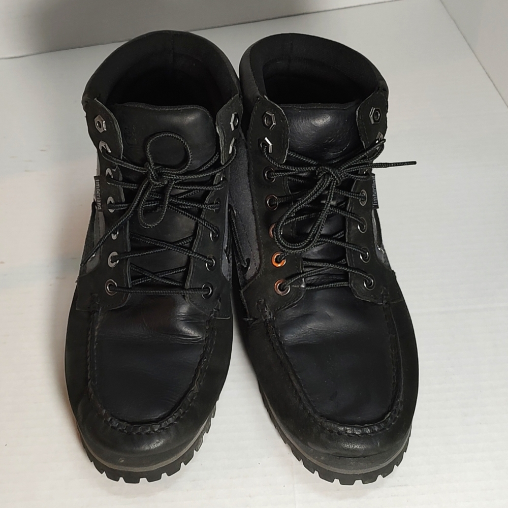 Men's 9 Timberland Boots Black Grey Gray Suede Nubuck - Picture 4 of 8